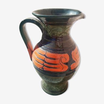 Enameled ceramic pitcher