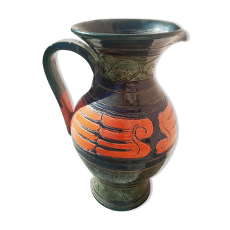 Enameled ceramic pitcher