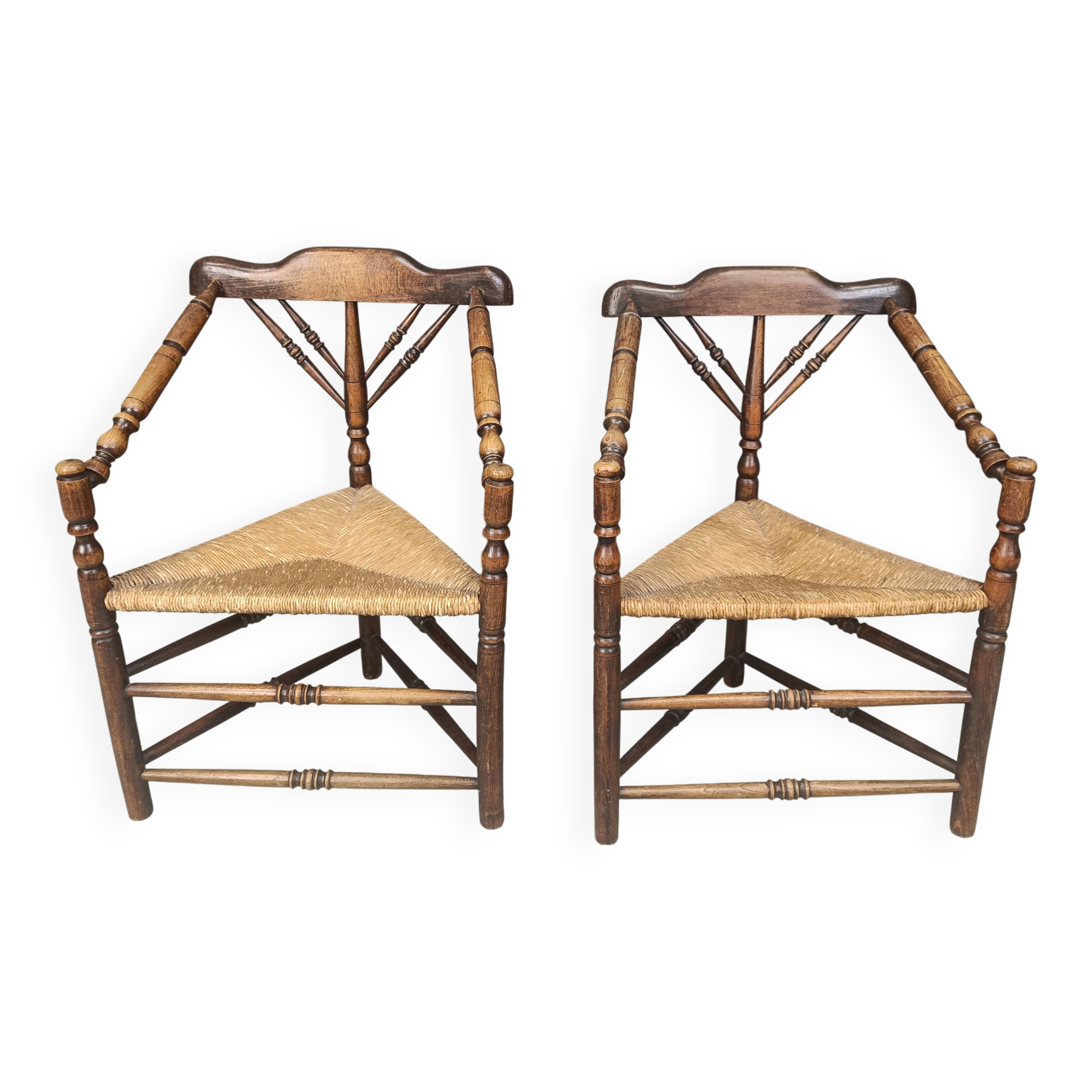 Paire de chaises d'angle hollandaises anciennes, années 1920