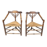 Paire de chaises d'angle hollandaises anciennes, années 1920