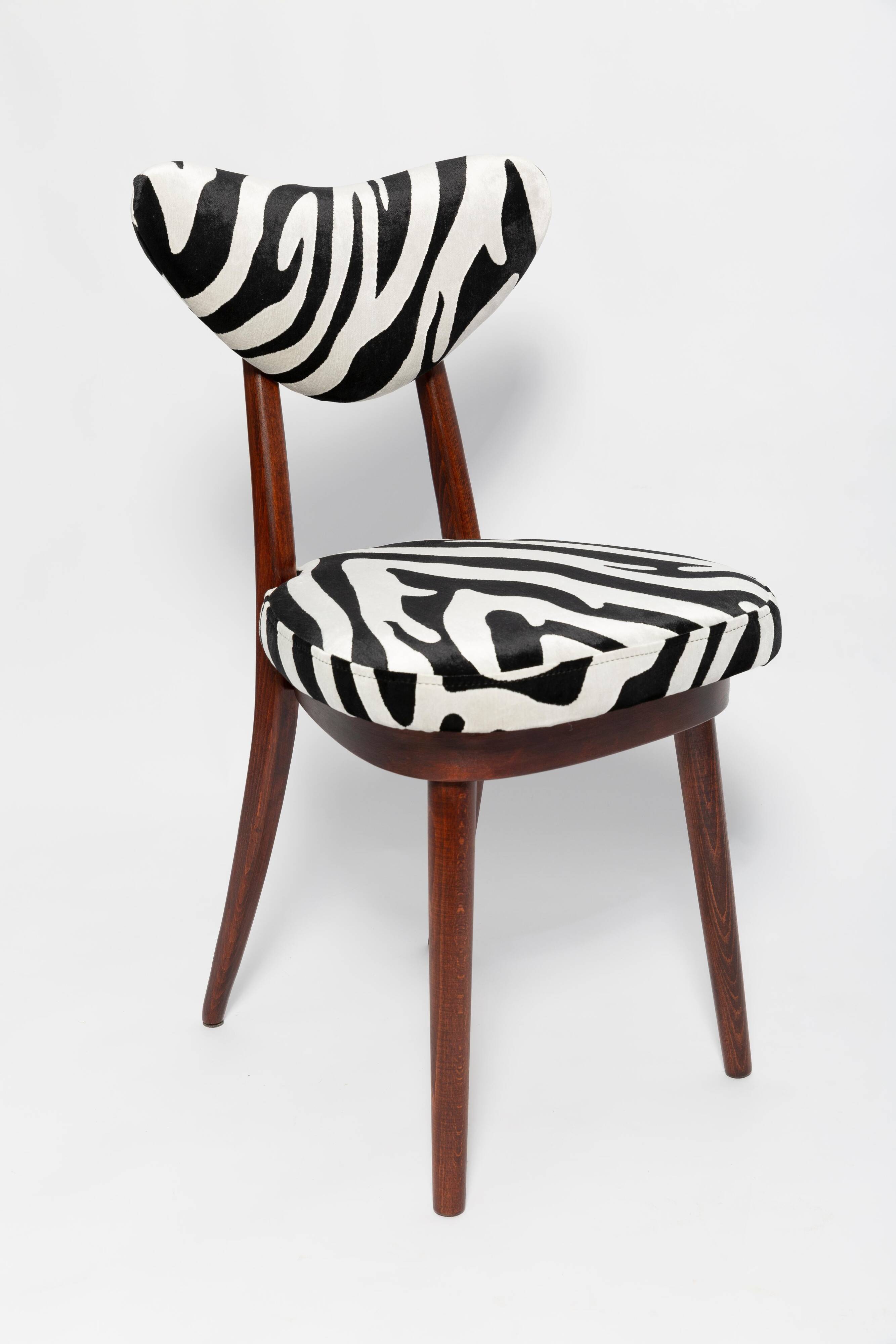 Heart-shaped chair with black and white zebra pattern, Poland, 1960s