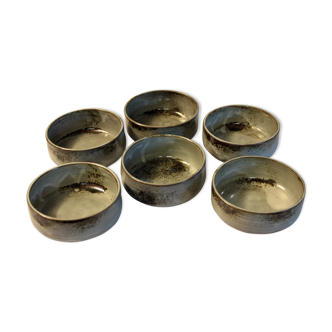 Lot of 6 enamelled stoneware bowls - 70s