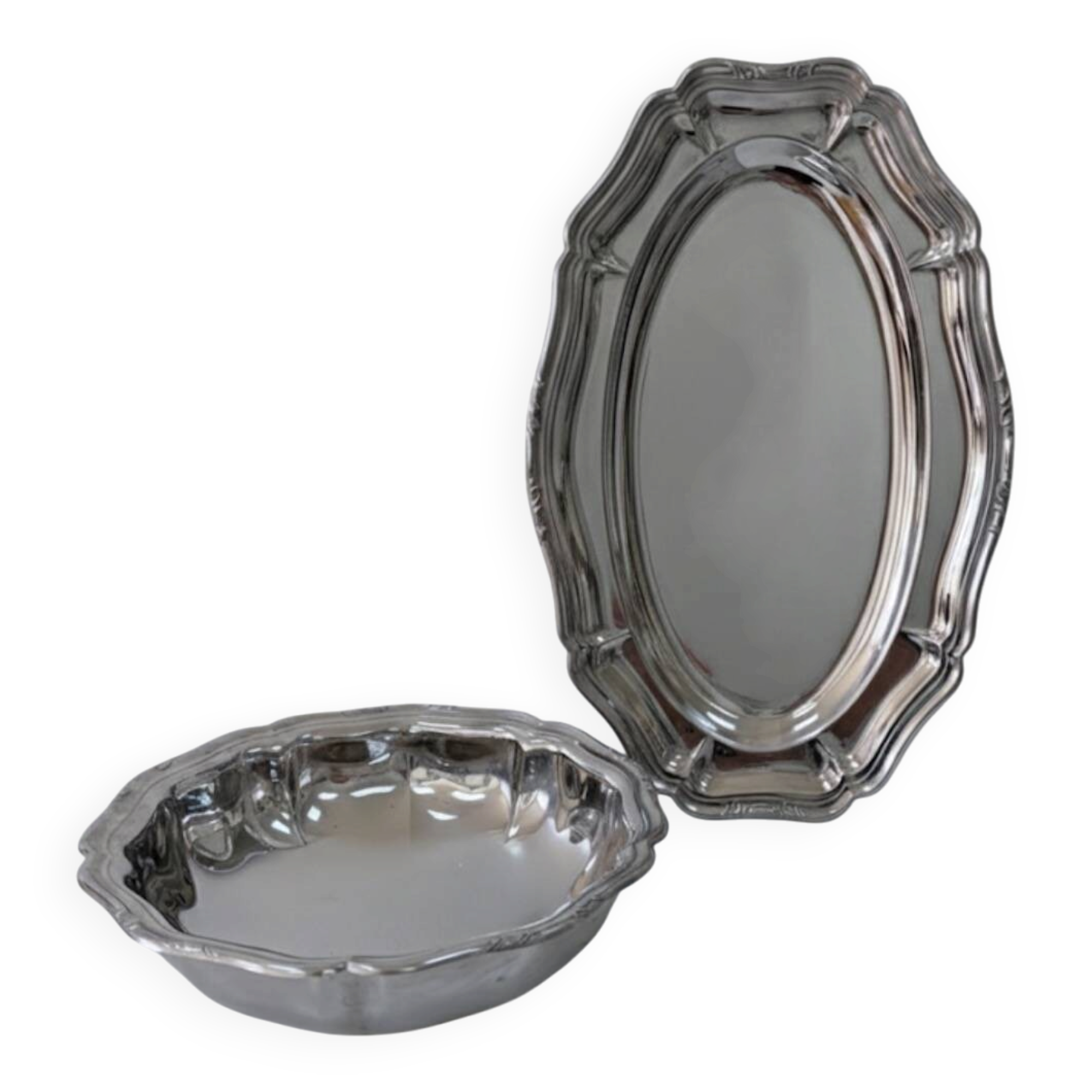 Set of stainless steel dishes - 1980s design