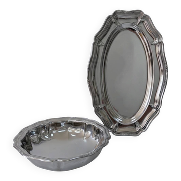 Stainless steel dish duo - 1980s design