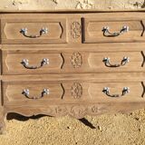 Louis XV style chest of drawers in stripped oak and left in natural wood