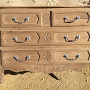 Louis XV style chest of drawers in stripped oak and left in natural wood