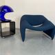 Lampe de table Blue Foglia 634 Martinelli de l'ère spatiale italienne moderne, par Elio Martinelli pour Martinelli Luce, 1969