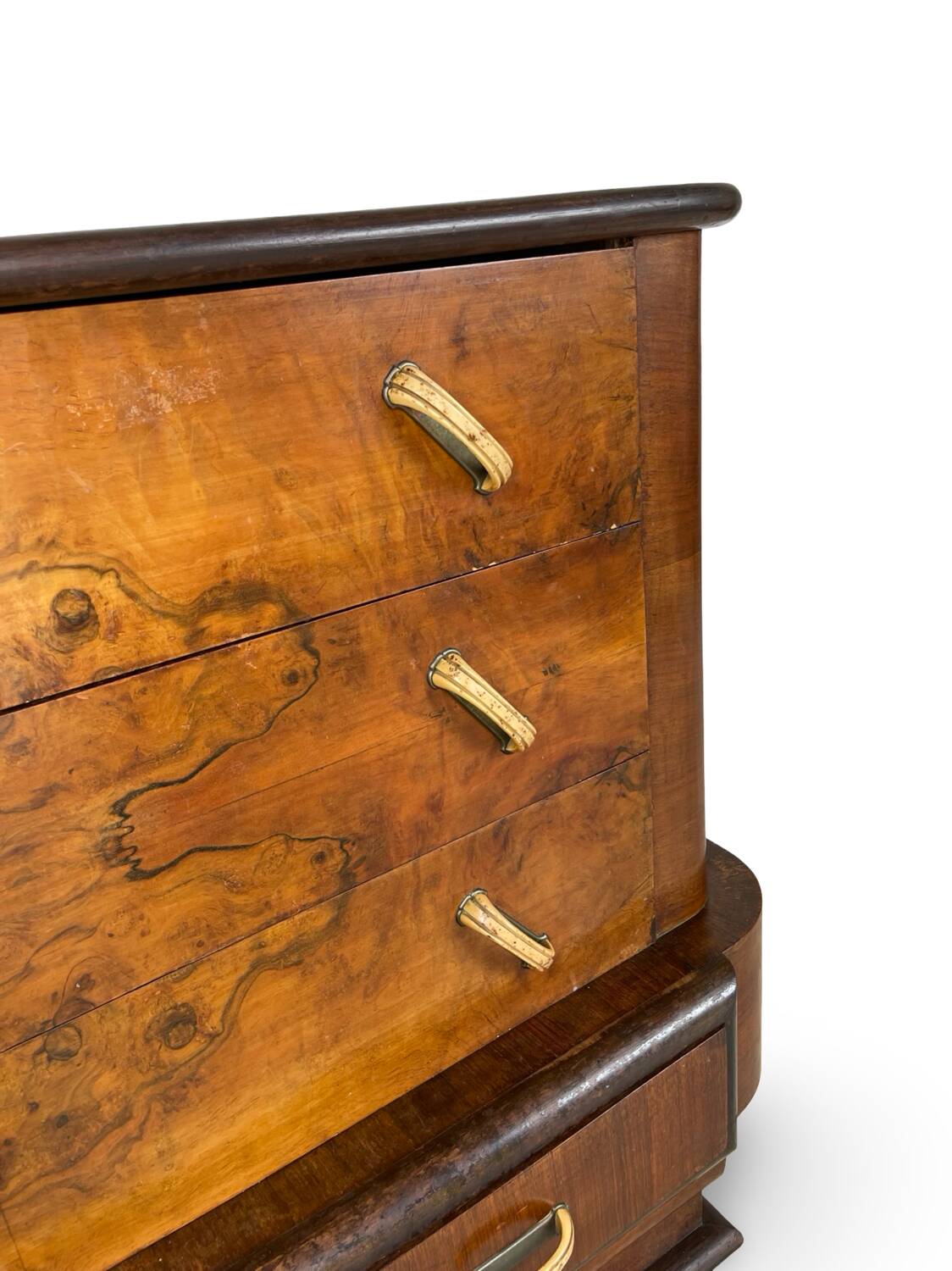 Commode italienne Art déco en ronce de noyer, années 1920