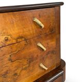 Commode italienne Art déco en ronce de noyer, années 1920