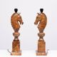 Grande lampe à tête de cheval en albâtre sculpté, Italie, années 1960, lot de 2
