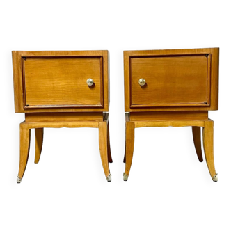 Paire de tables de chevet en bois clair 1950