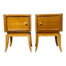 Paire de tables de chevet en bois clair 1950