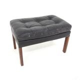 Repose-pied en cuir et en palissandre, suède, 1960