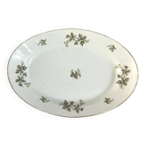 Vintage French Holly Deep Platter, Christmas Serving Dish, Large Oval
