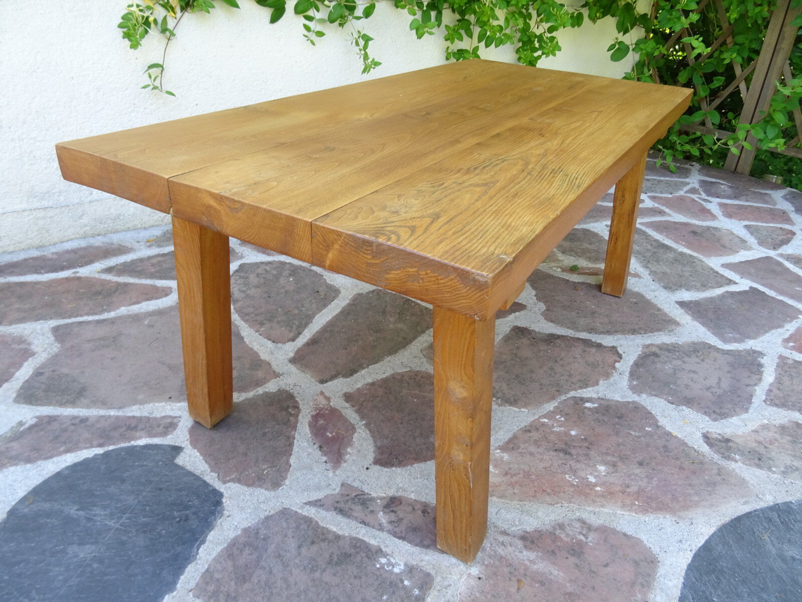 Massive elm coffee table of brutalist spirit