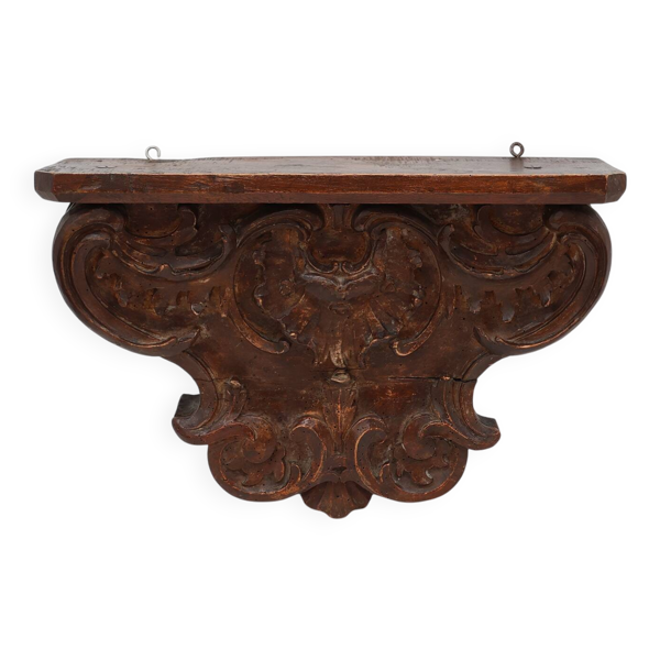 Console murale ancienne en bois sculpté, France vers 1850