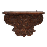 Antique wooden wall mounted carved console, France ca. 1850