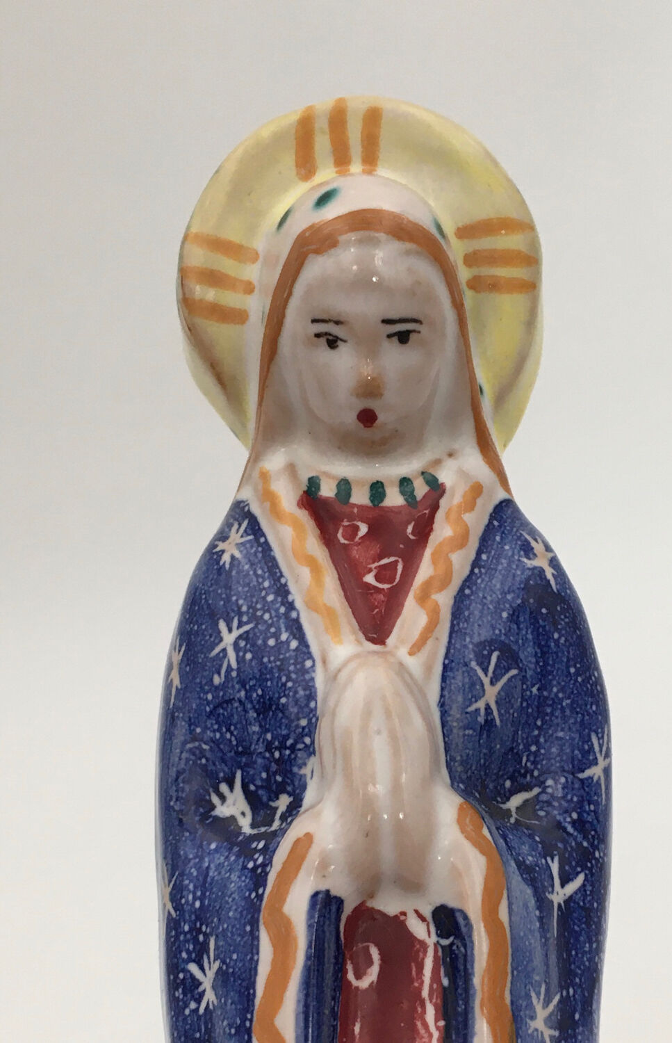 Virgin in polychrome enameled earthenware, 20th century