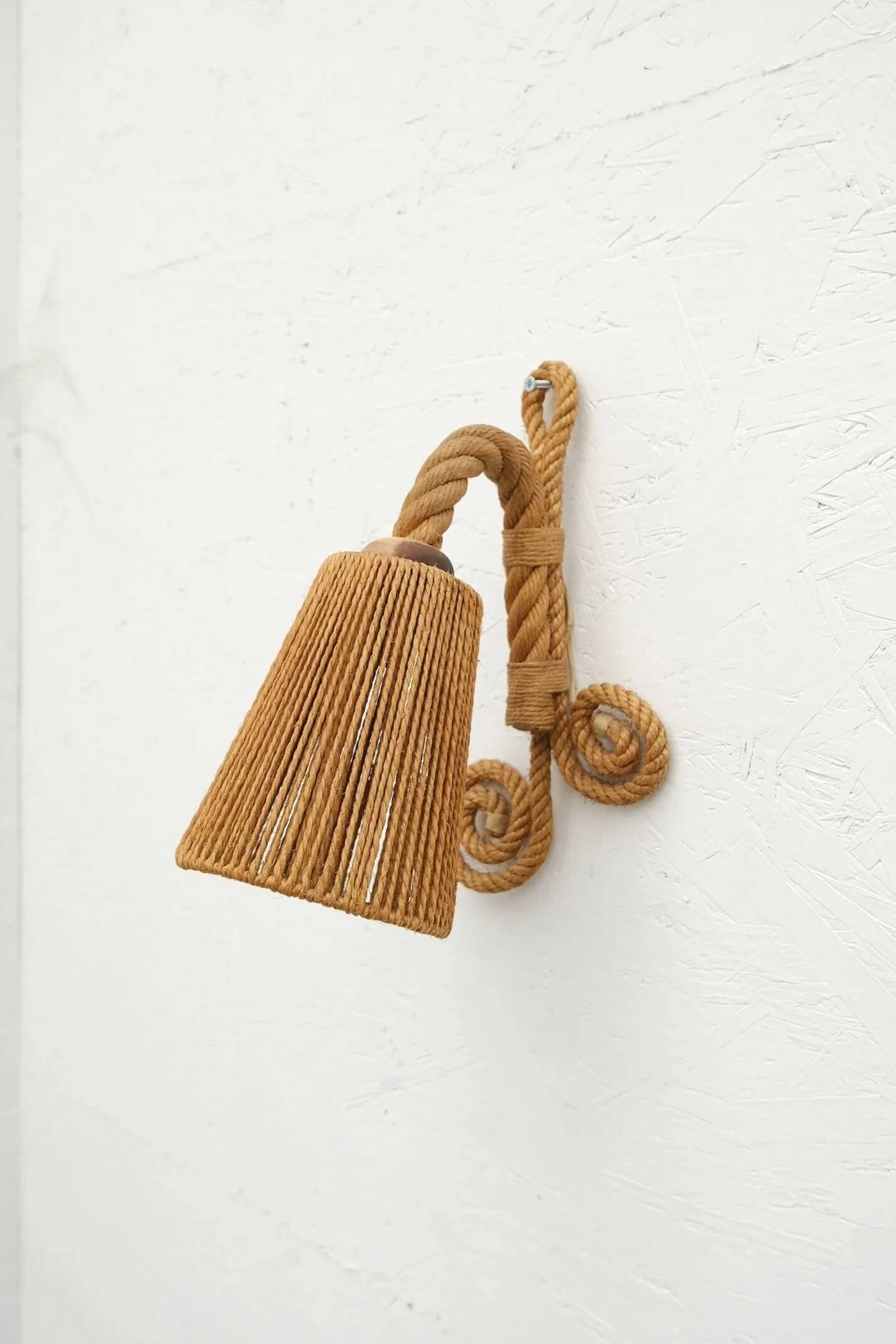 Audoux & minet rope wall light, france 1950