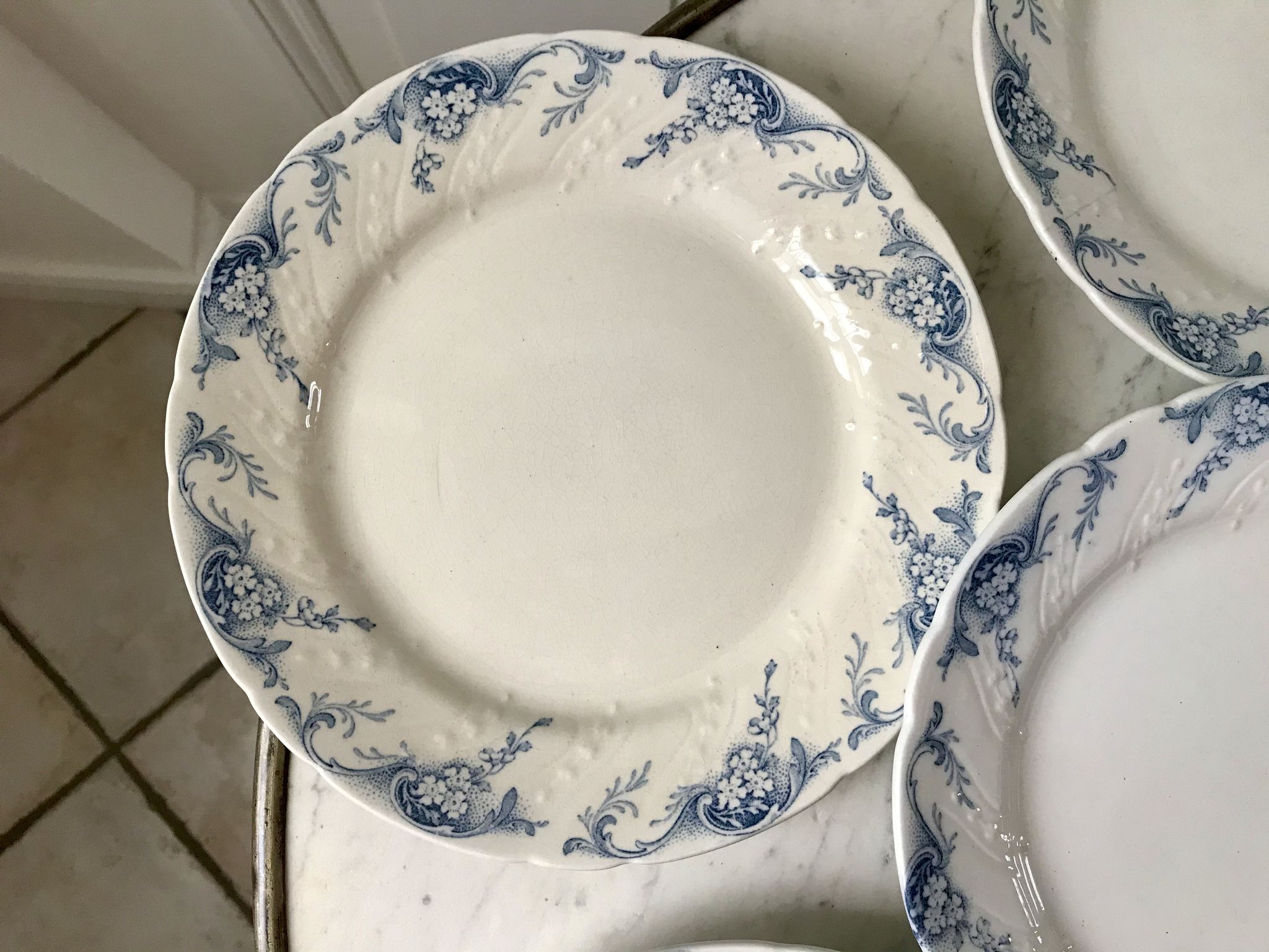set of dessert plates in K&G Lunéville Iron Earth model "Angèle" late 19th century