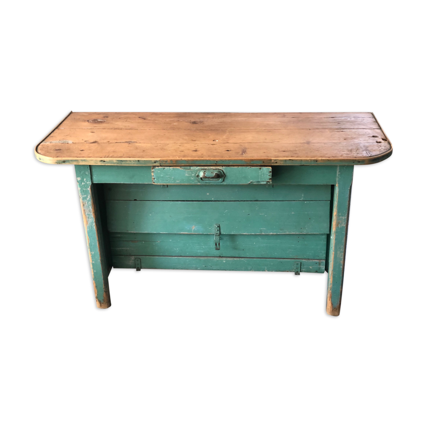 Furniture by trade / console in patinated green wood