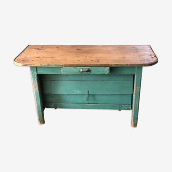 Furniture by trade / console in patinated green wood