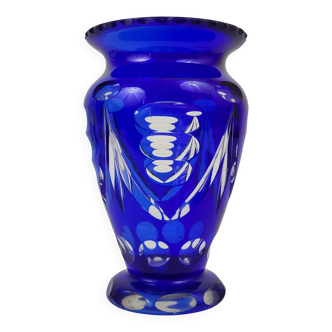 Cobalt blue crystal vase, Czechoslovakia