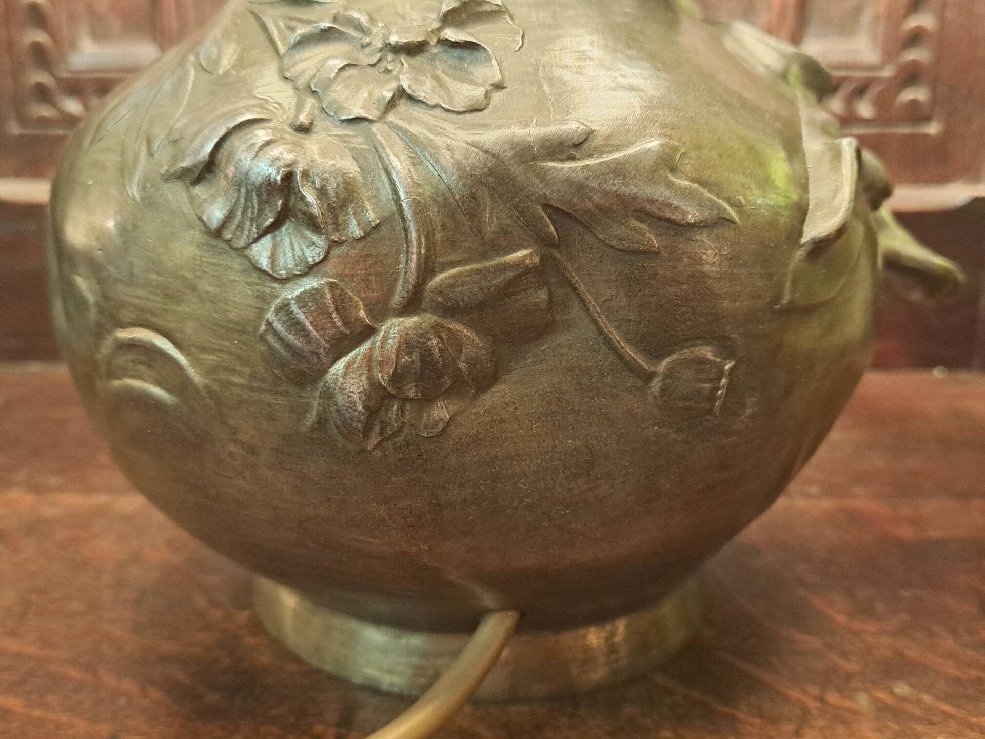 Lamp signed L. Moreau in brushed metal.
