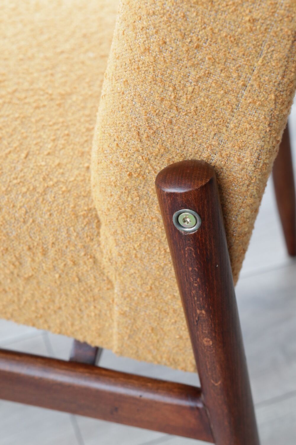 Vintage chair yellow mustard curly 1970