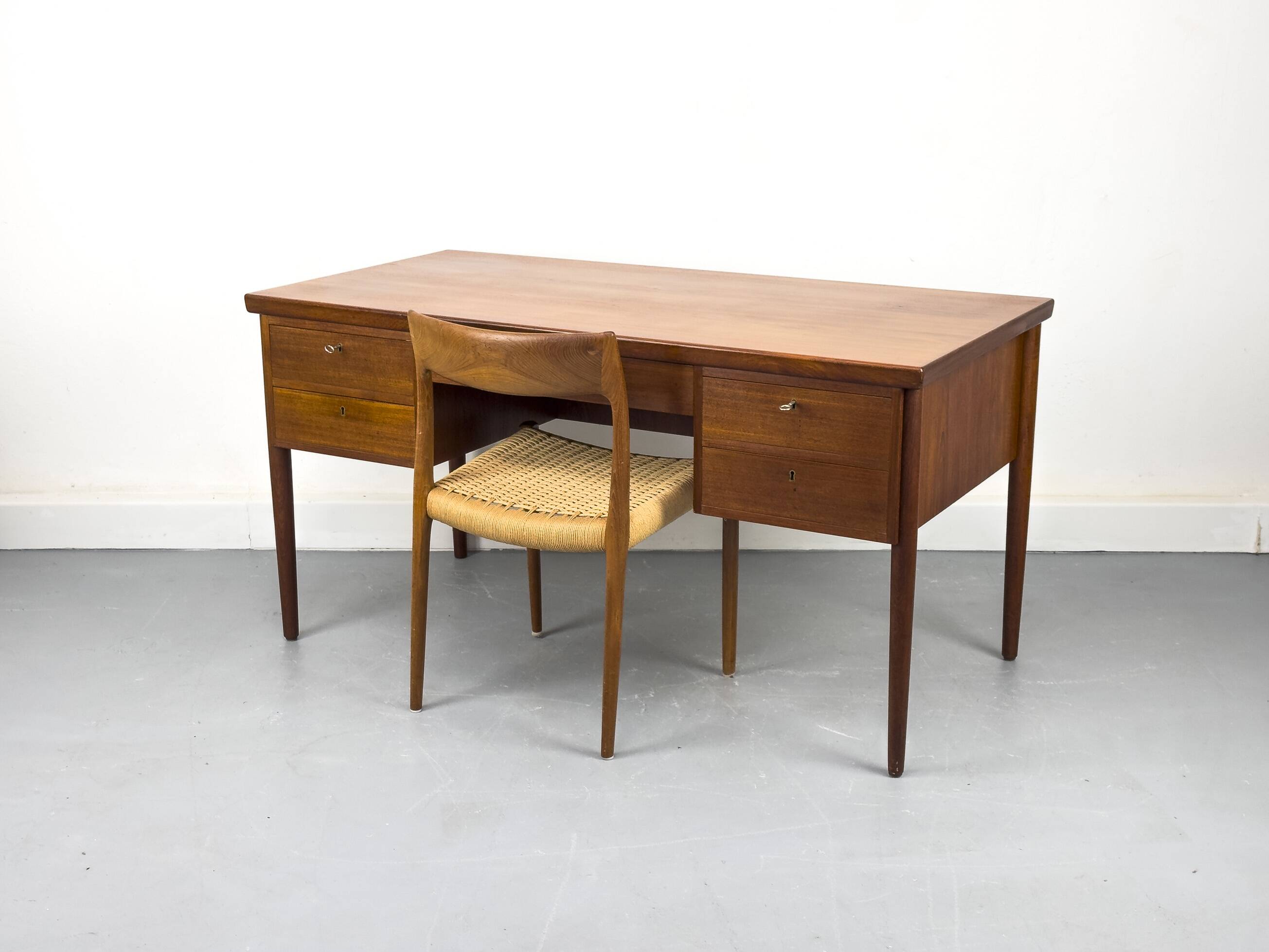 Danish Teak Desk with Drawers, 1960s