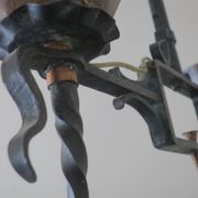 Brutalist wrought iron and copper chandelier, 1960s