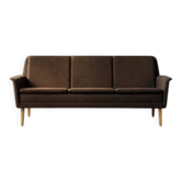 Canapé 3 places brun danois du milieu du siècle par Folke Ohlsson pour Fritz Hansen