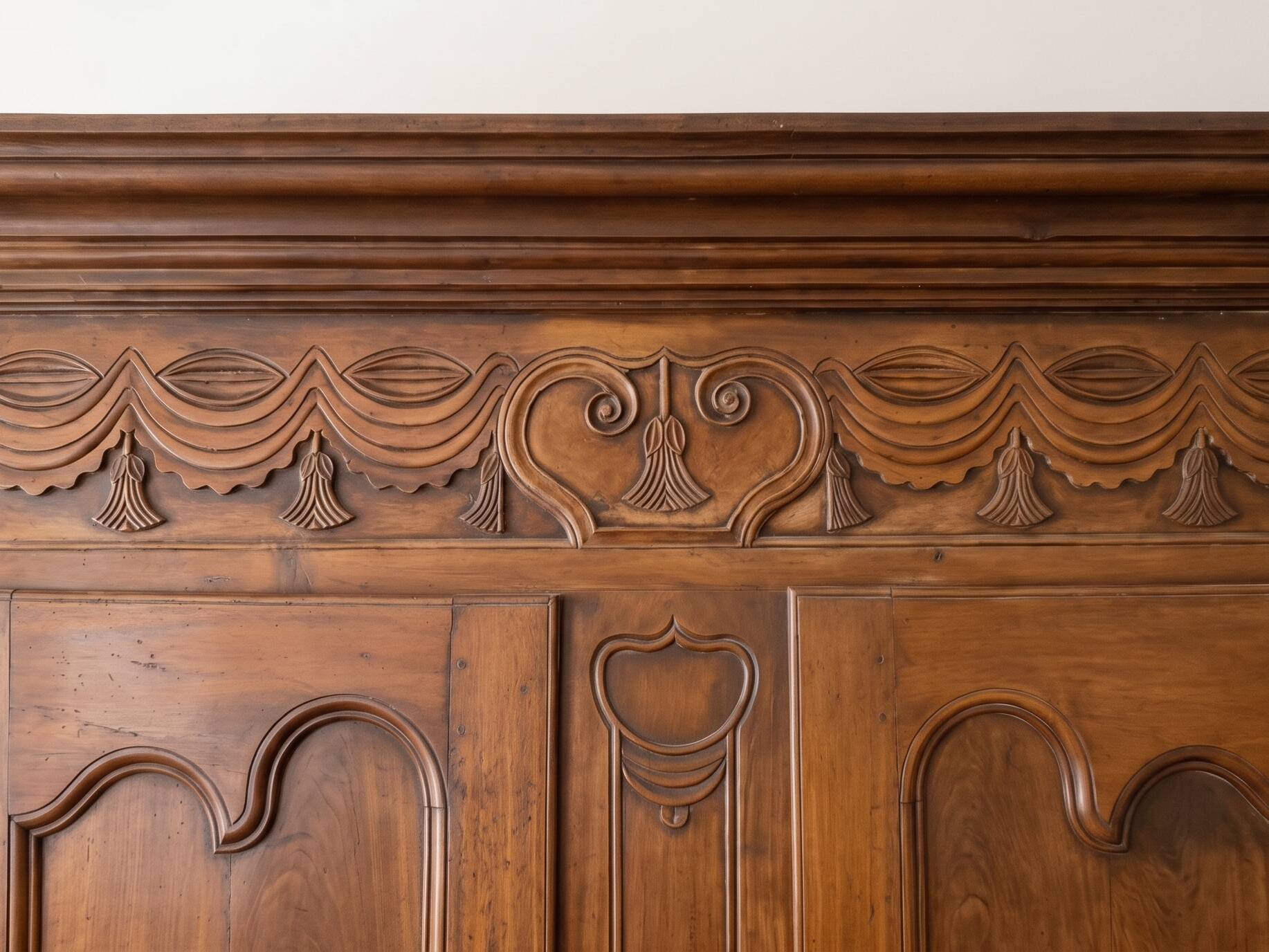Large antique carved solid wood wardrobe