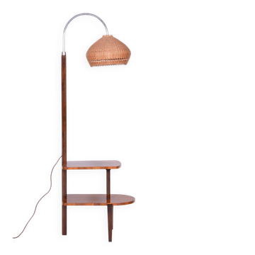 Art Deco Walnut Floor Lamp attributed to J. Halabala for Up Závody, Czech, 1930s
