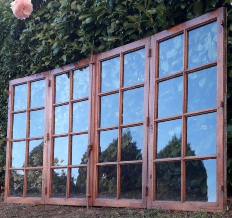 Glass window h141xl263 in oak 4 leaves