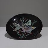 Coupe poisson en céramique émaillée, 1950s
