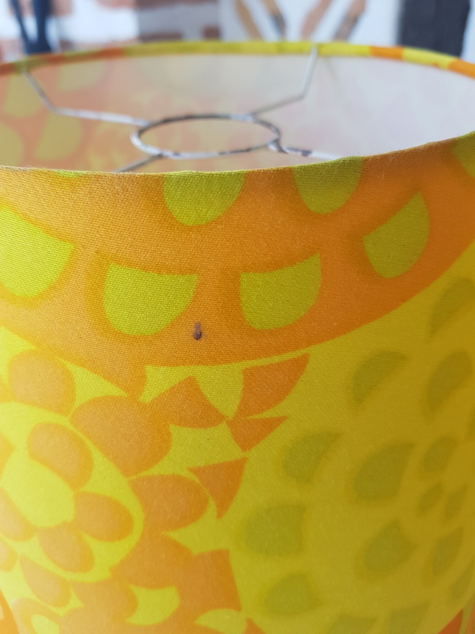 Pair of vintage yellow orange lampshade for suspension 1970