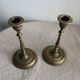 Pair of Vintage Etched Brass & Enamel Candlesticks - India,Mid-Century