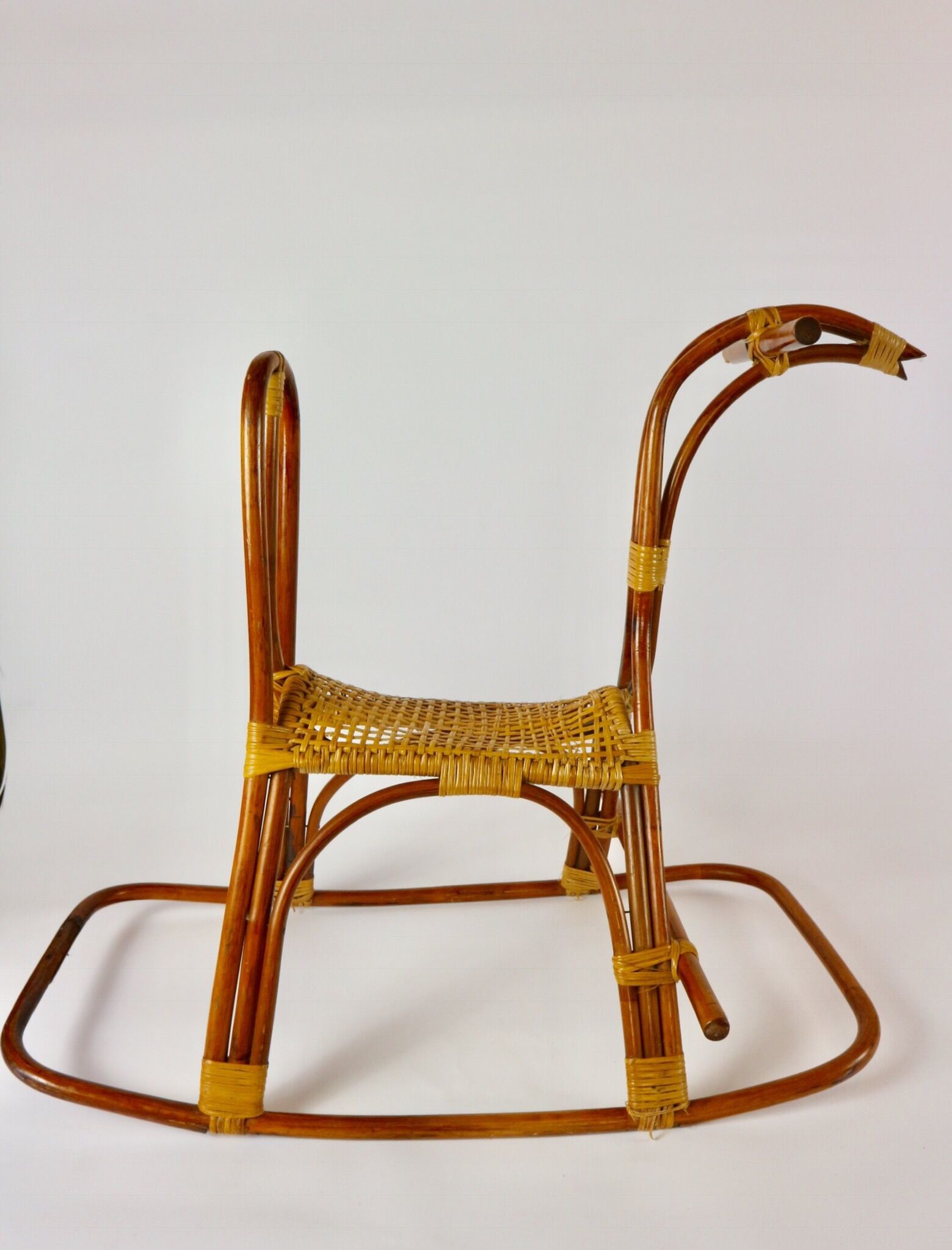 Rattan rocking horse, vintage