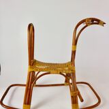 Cheval à bascule en rotin, vintage