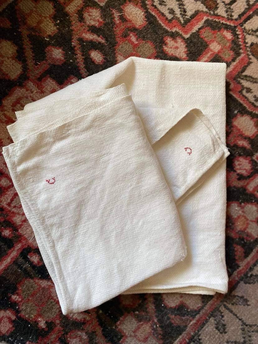 Pair hemp tea towels nineteenth.