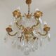 Mid Century Louis XV style cage chandelier - 6 arms - Brass and Crystal