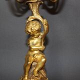 Pair of Gilt Bronze Cherub Candlesticks, Late 19th Century