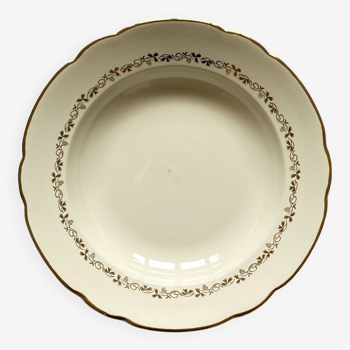 Round hollow cream and gold serving dish in old earthenware Villeroy and Boch tableware ACC-7106