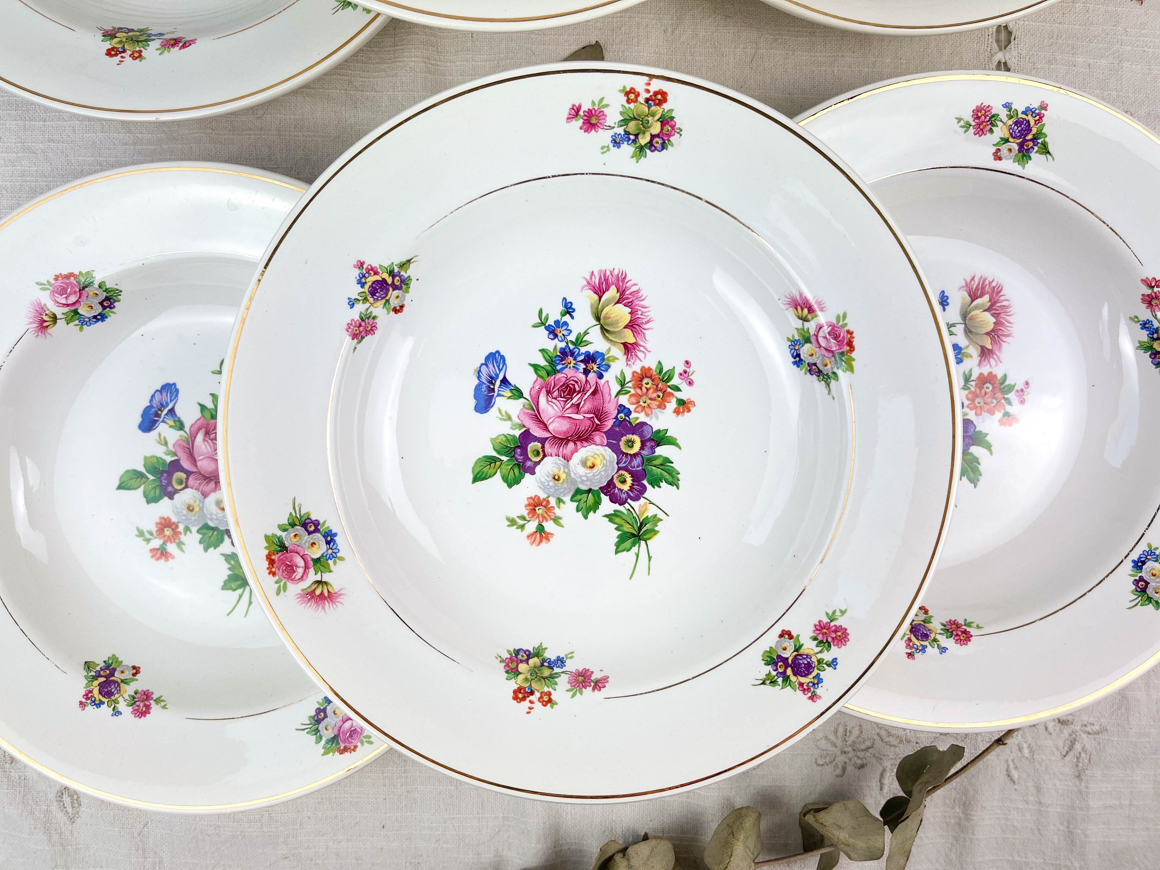 6 hollow plates iron earth salins model "anny" floral pattern
