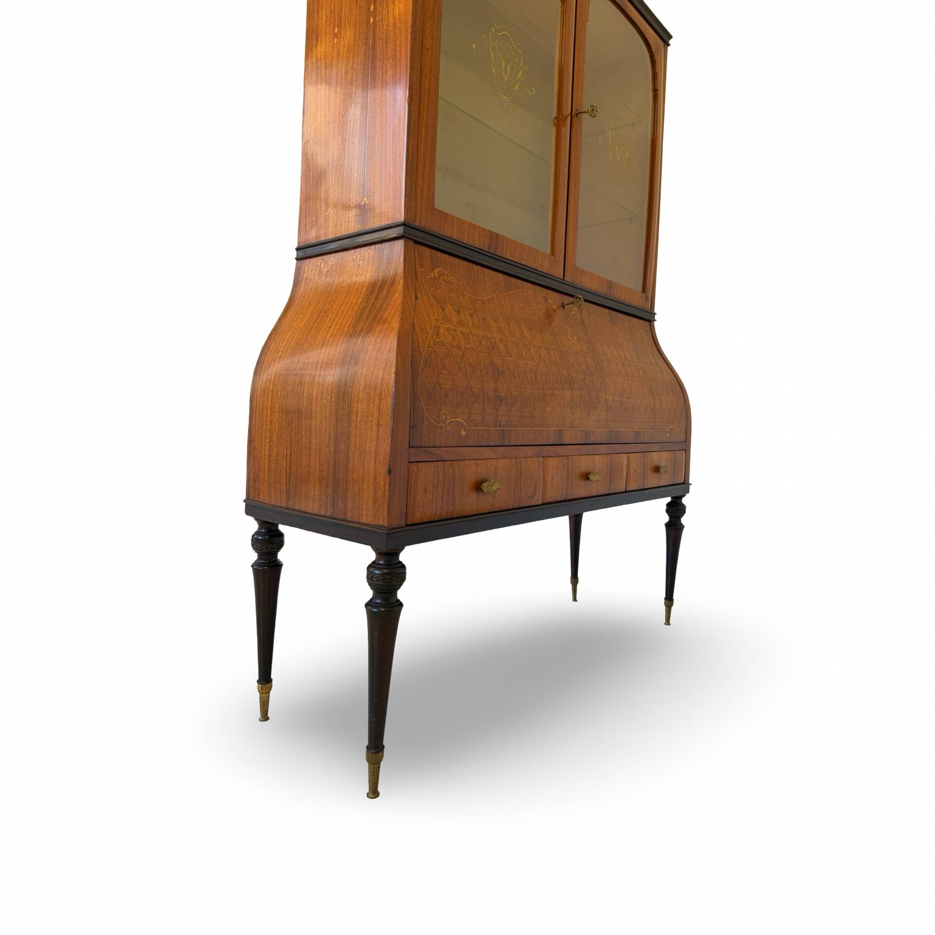 Secretary credenza in marquetry in the Italian Louis XV style from the mid-century, 1960.