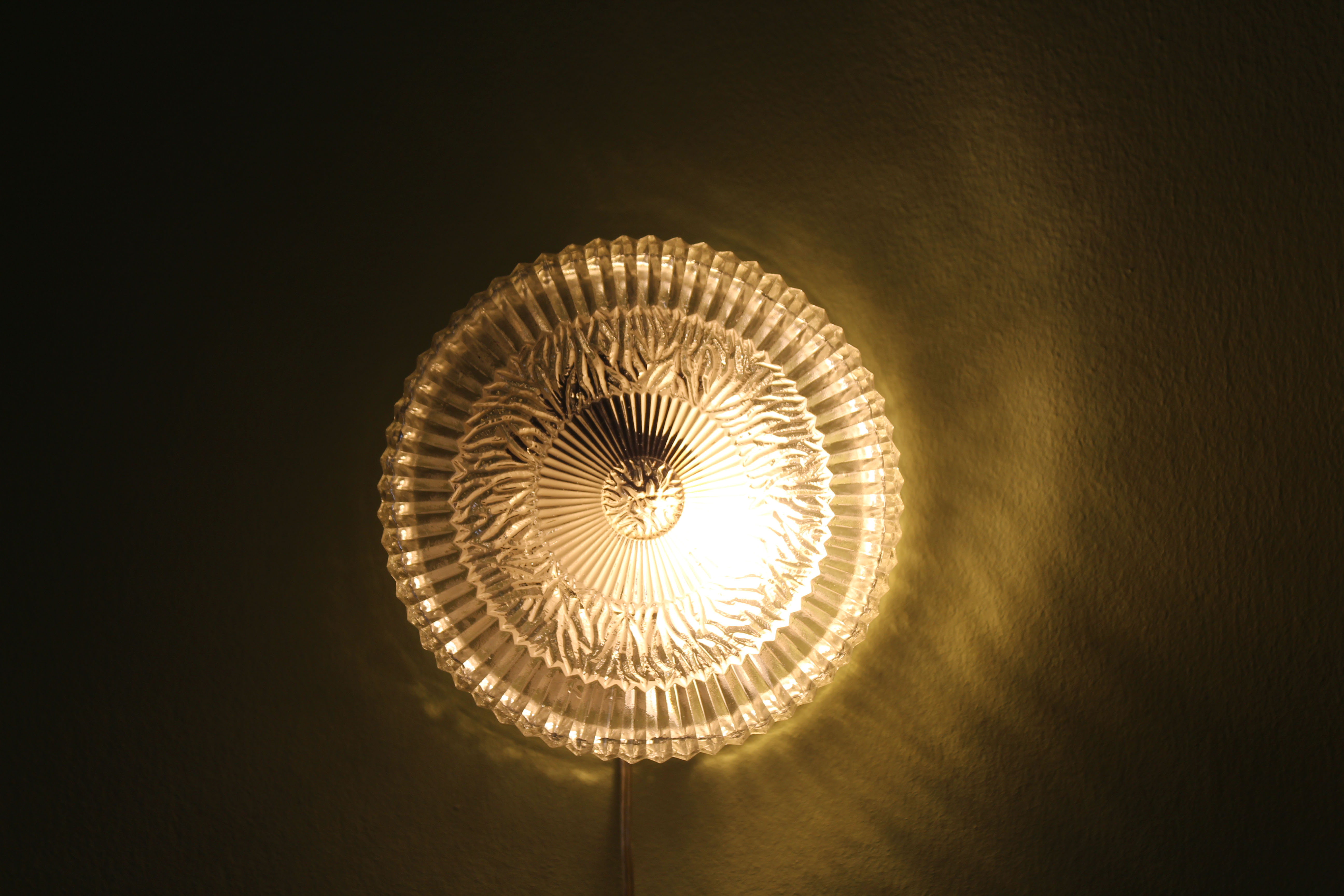 Vintage glass ceiling or wall lamp, Italy, 1960s