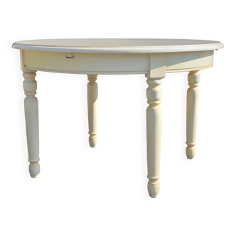 Table à manger ronde extensible cérusée blanc