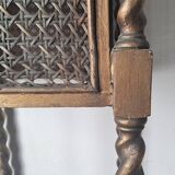 Antique Caned Fern Planter on Spiral Turned Legs