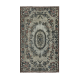 Handmade hi-low pile anatolian 1980s 173 cm x 284 cm grey rug